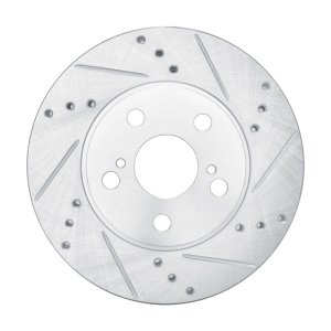 Lexus CT200H Brake Rotor (1) - Front Right - R1 Concepts - Drilled & Slotted - Silver - `10-`17